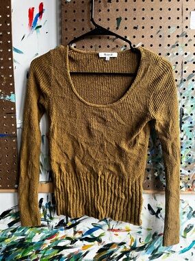 Madewell Ribbed Sweater in Mustard
